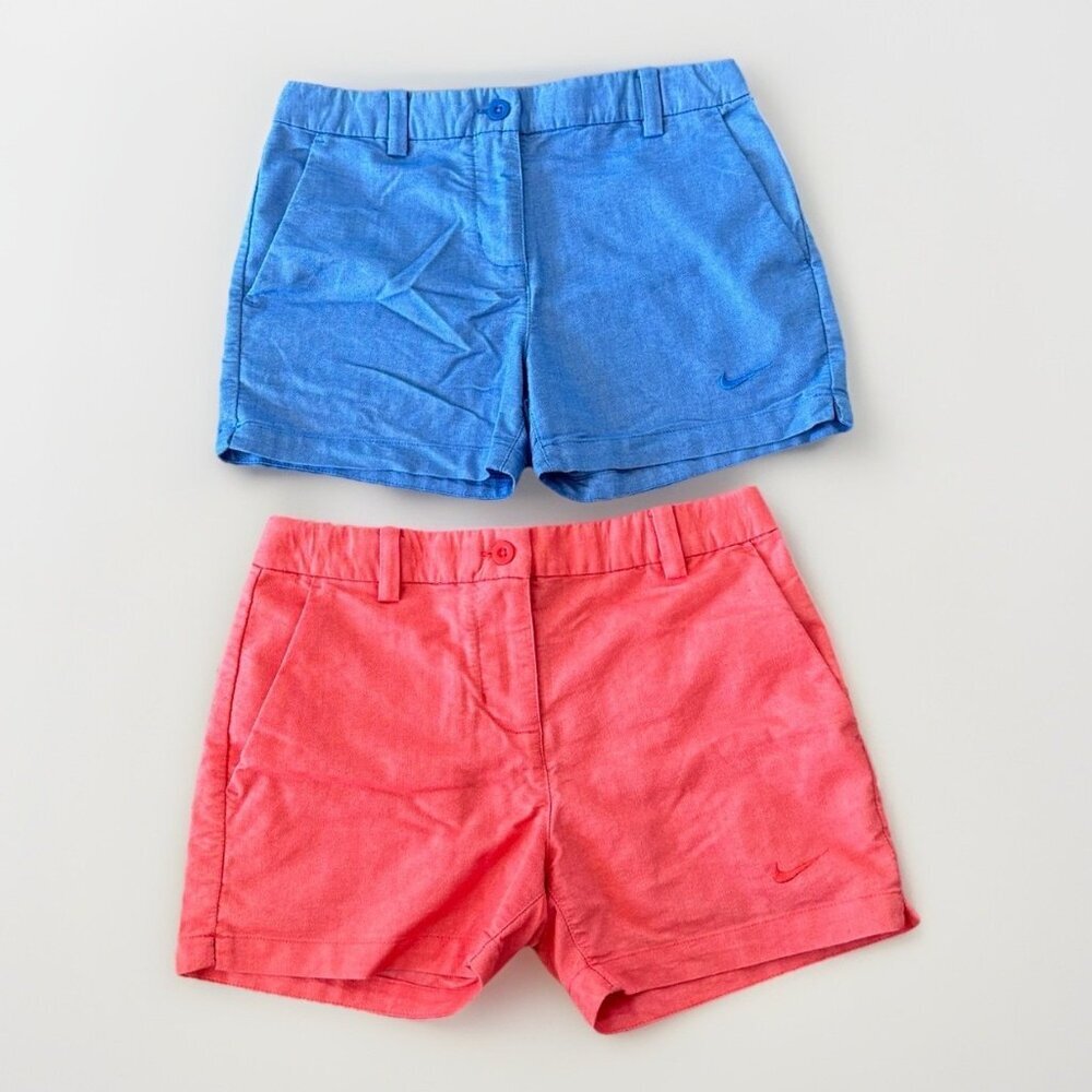 Bundle‎ Of 2 Nike Golf Shorts Girl Size M Adjustable Waist Blue Orange Preppy